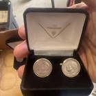 3 NEW Pair Of Liberty One Dime Tie Pin Cufflinks Fashionable Stylish Nice — photo 3