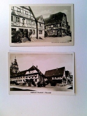Amorbach Odw., versch. Straßenpartien, 2 Ansichtkarten, ungelaufen ca. 1950+65, 