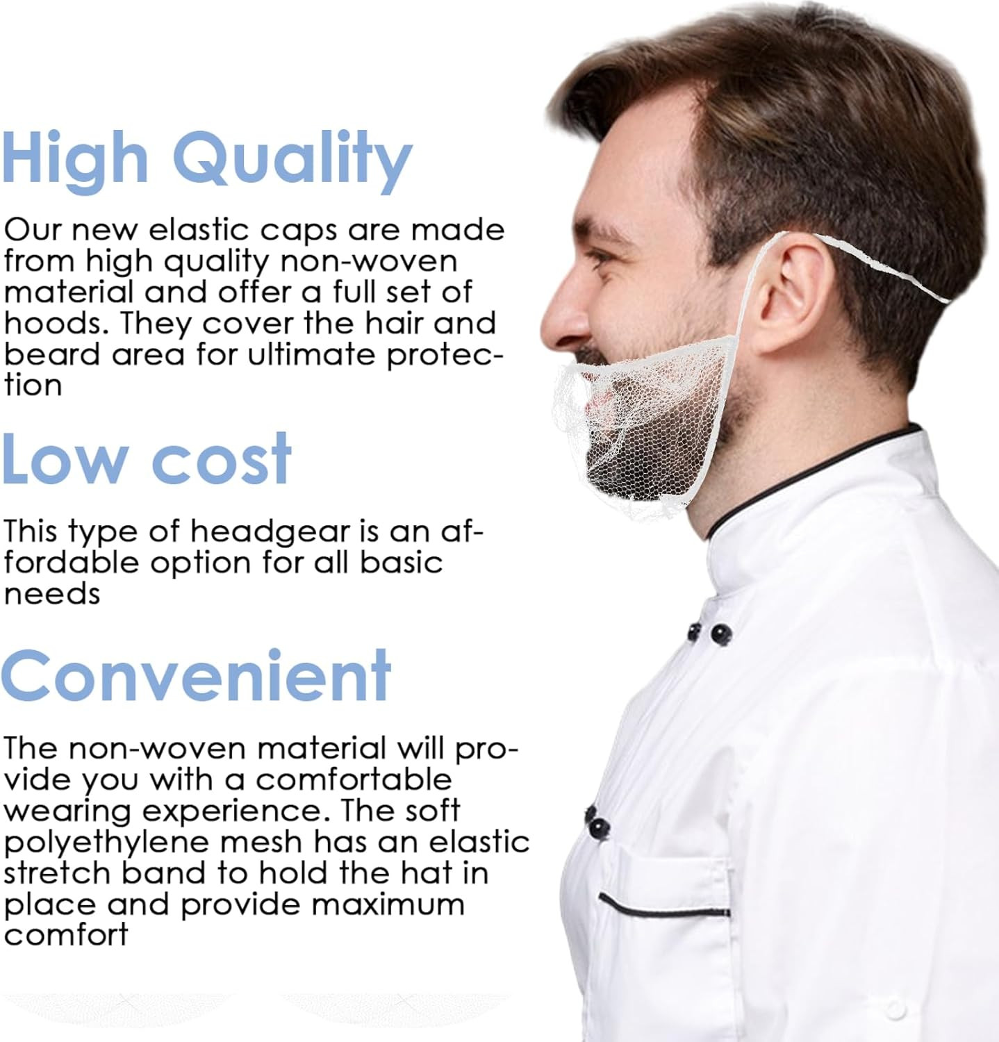 100 Pcs Beard Nets Food Service, Elastic Comfortable Beard Guards Protective Bea