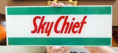 VINTAGE ORIGINAL TEXACO SKY CHIEF GAS STATION HD PLEXIGLASS PUMP SIGN. 13'' x 5''