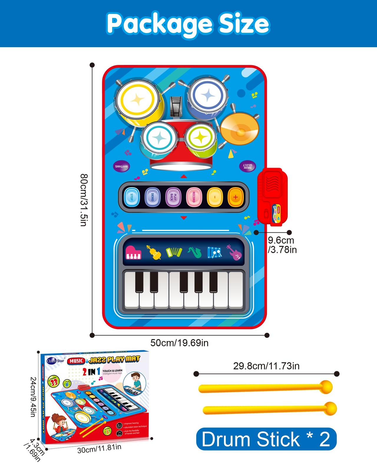 Baby Toys for 1 Year Old: Baby Musical Mat Toddler Toys Age 1-2 - 2 in 1 Pia Dru