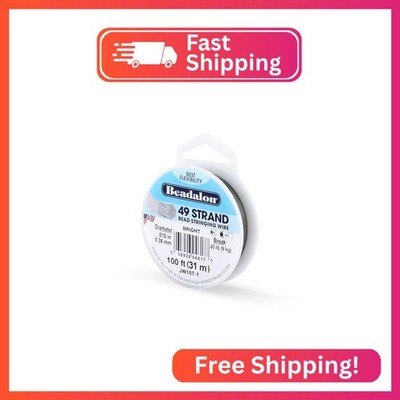 Beadalon 49 Strand Bead Wire - .015in / 0.38mm, Bright, 100ft / 31m