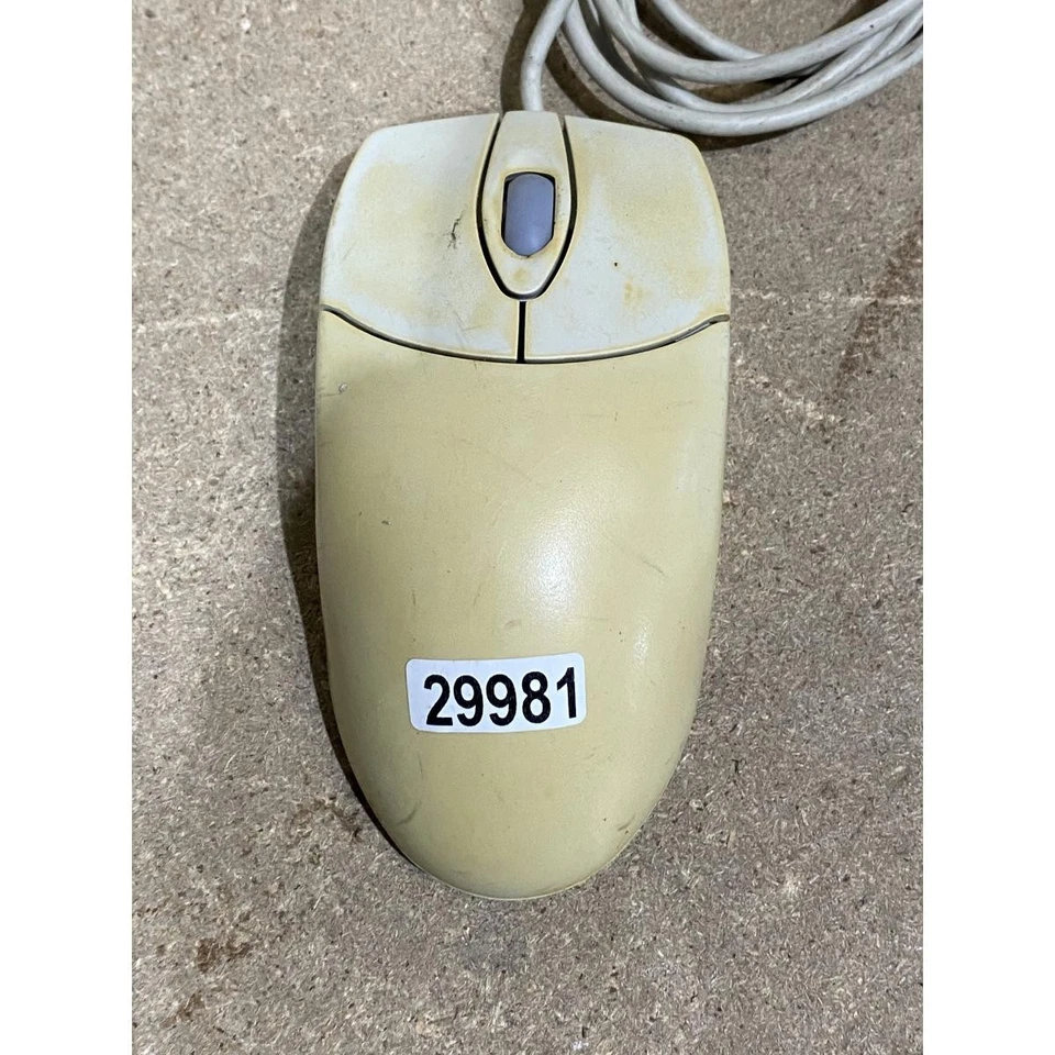 Beige Mechanical Mouse Wired PS/2 3-Buttons Scroll Wheel Portable for Desktop PC - Image 2 of 4