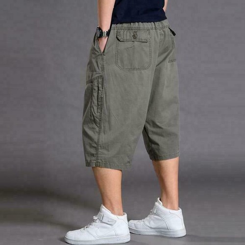 Mens Summer Baggy Cargo Pants Shorts Casual Loose Cotton Trousers Overalls Pants - Picture 12 of 40