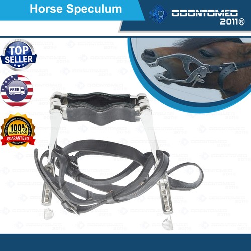 Equine Dental Speculum Horse Mouth Gag Stainless Steel Leather