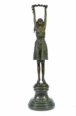 TALL 19'' SIGNED CHIPARUS FLOWER DANCER BRONZE STATUE SCULPTURE FIGURINE STATUE