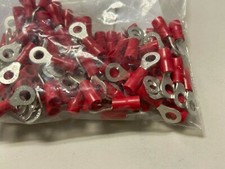 100PK Ring Terminal, 22-18 RED Vinyl Insulated  8 hole