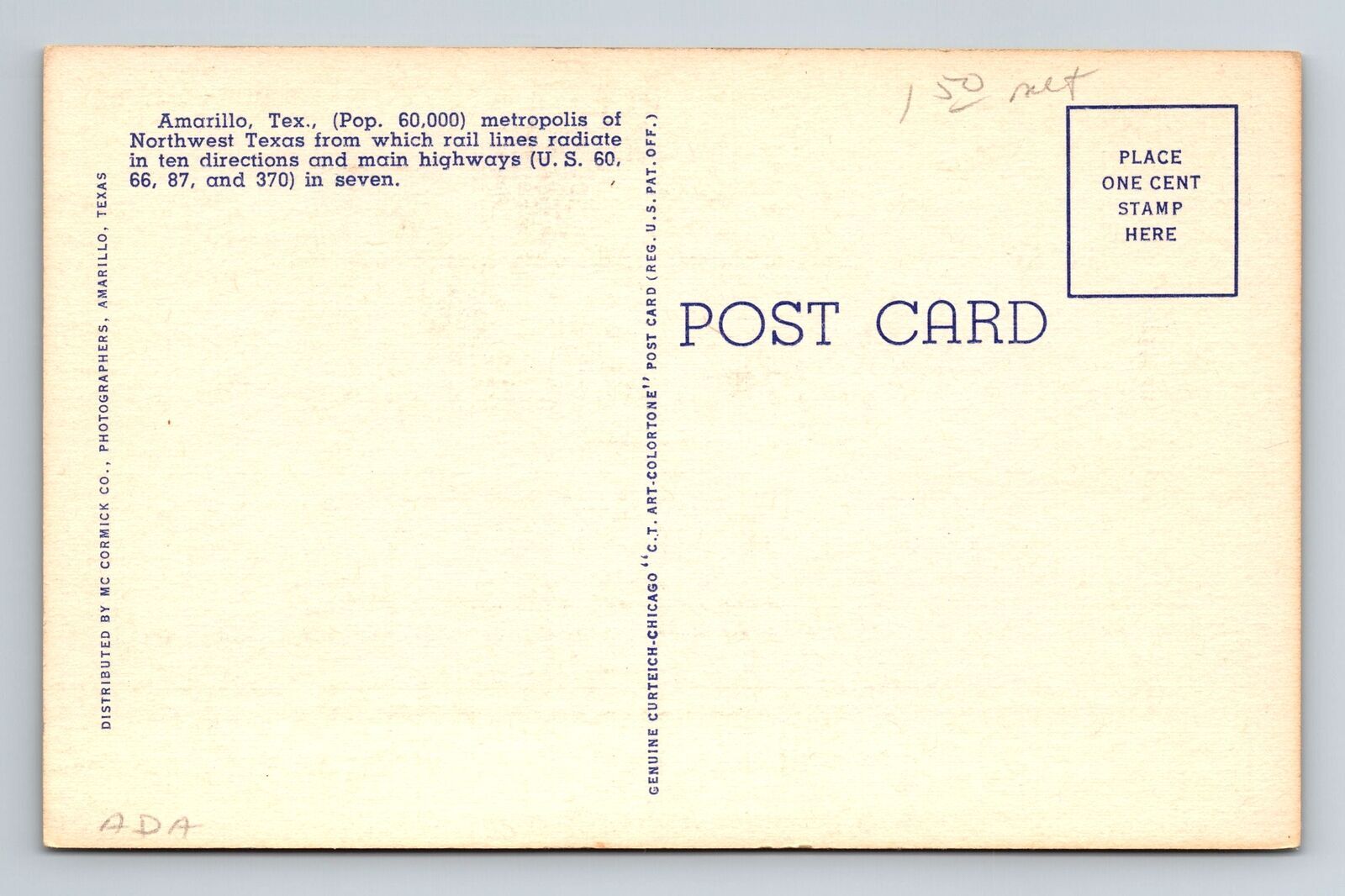 Amarillo TXTexas, Hotel Herring, Advertising, Antique Vintage Souvenir