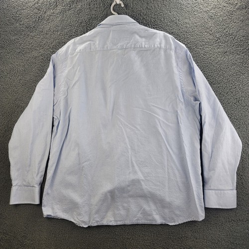 Johnston & Murphy Shirt White Blue Mens 2XL Gingham Long Sleeve Button Up - Picture 12 of 14