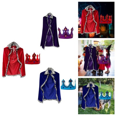 Robe de roi et couronne pour enfants, Costume d'halloween, cape de Cosplay