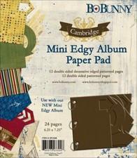 BO BUNNY CAMBRIDGE MINI EDGY ALBUM PAPER  DIE-CUT PAD 6x7-24 PAGES-665573033048