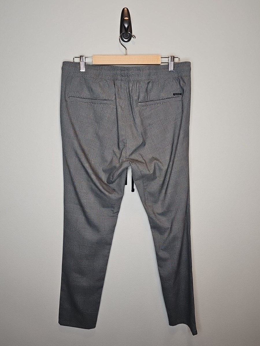 Pacsun Women's Gray Plaid Pull On Drawstring Ankle Pants Joggers