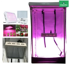 600W Led Grow Lights + Reflective Hydroponics GrowBox Tent Kit 24"x16"x40" white