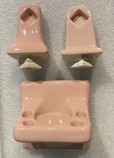 1950s NOS Pink Porcelain Cup, Toothbrush Holder Wall Mount  Mismatch Towel Ends