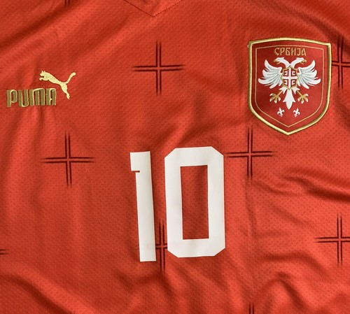 NWT Puma Men’s XL Red Serbia Dusan Tadic #10 Qatar World Cup 2022 Soccer Jersey - Picture 11 of 16