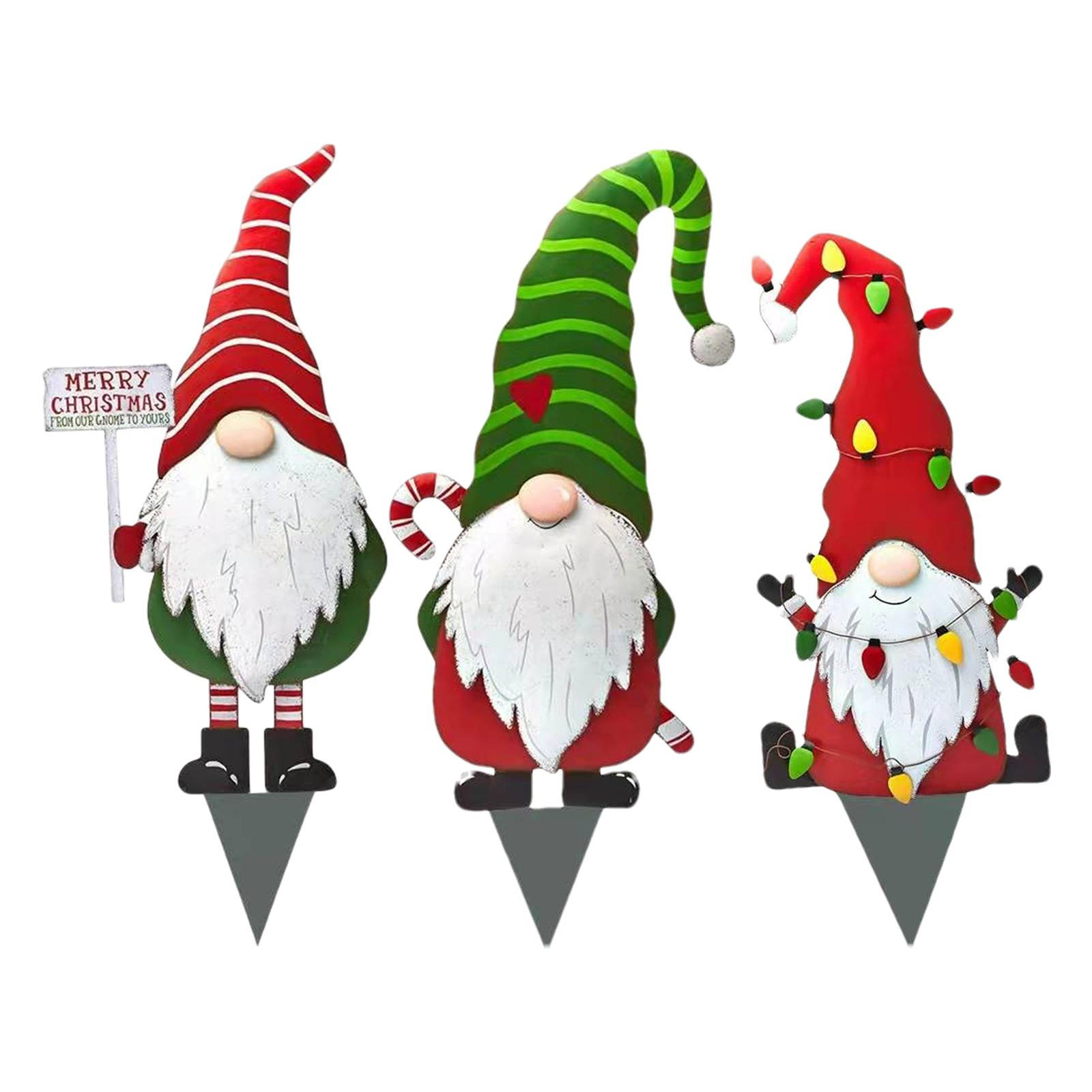 1/3PCS Metal Christmas Yard Sign Decoration Gnome Yard Stake Outdoor eBay
