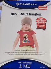 PrintWorks Dark T-Shirt Transfers, Color Fabric, 5 Sheets 8.5" X 11" Lot Of 2
