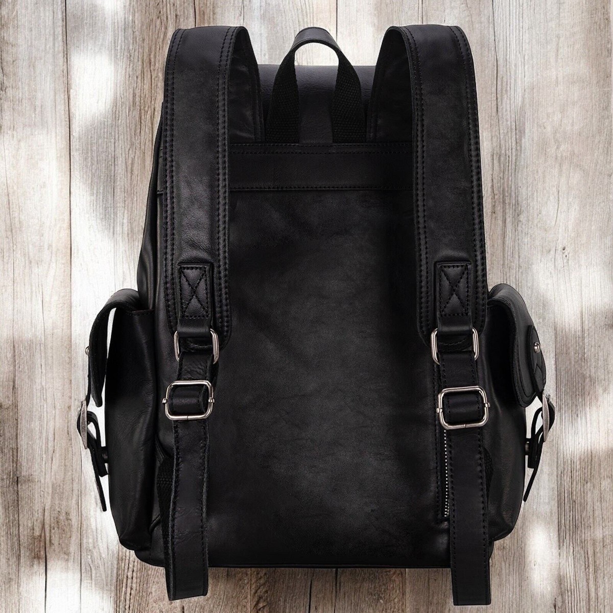 Wrangler 100% Genuine Leather Backpack - Black | eBay display picture 2