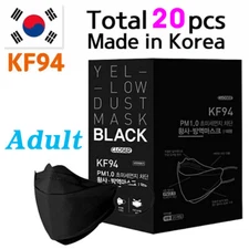 CLOSER RM 1.0 Yellow Dust Black 4 Layer Mask For ADULT 20 pcs KF94 Made in Korea