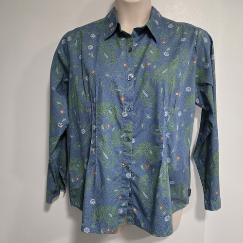 Vintage Woolrich  Size XL Blue Paisley Long Sleeve Pleated Blouse India