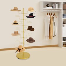 Stand Hat Cap Display Adjustable Iron Hanger Rack Gold Hold 35Hats Retail Store
