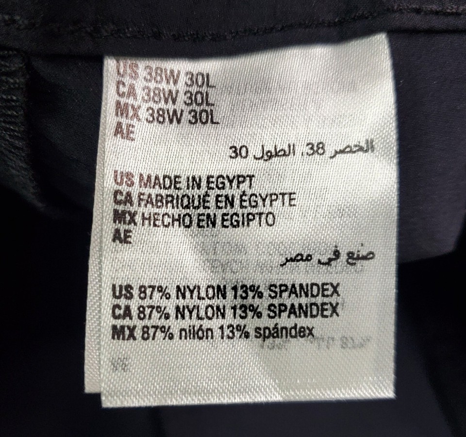 Club Room Men's Tech Pants Black 38 x 30 Classic Fit Golf Moisture Wick