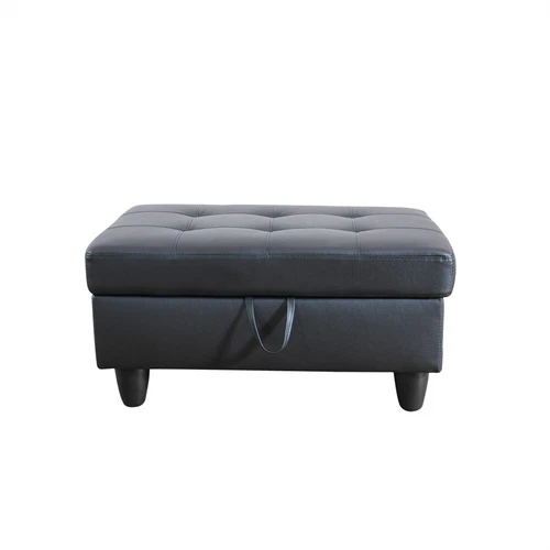 Black Faux Leather 3-Piece Couch Living Room Sofa Set Modern L-Shaped Sofa - Picture 20 of 21