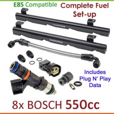 8x BOSCH 550cc E85 Injectors & Fuel Rail Setup For Holden HSV Statesman 5000i VQ