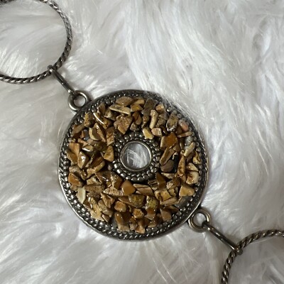 Vintage Chain Belt With Pebbled Loops Vintage Chain Loop Brass And Pebbled Detail Belt | eBay main image 3
