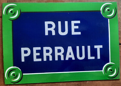 Antike Platte Emailliertes Straße Perrault Paris Deko Loft BAR Café