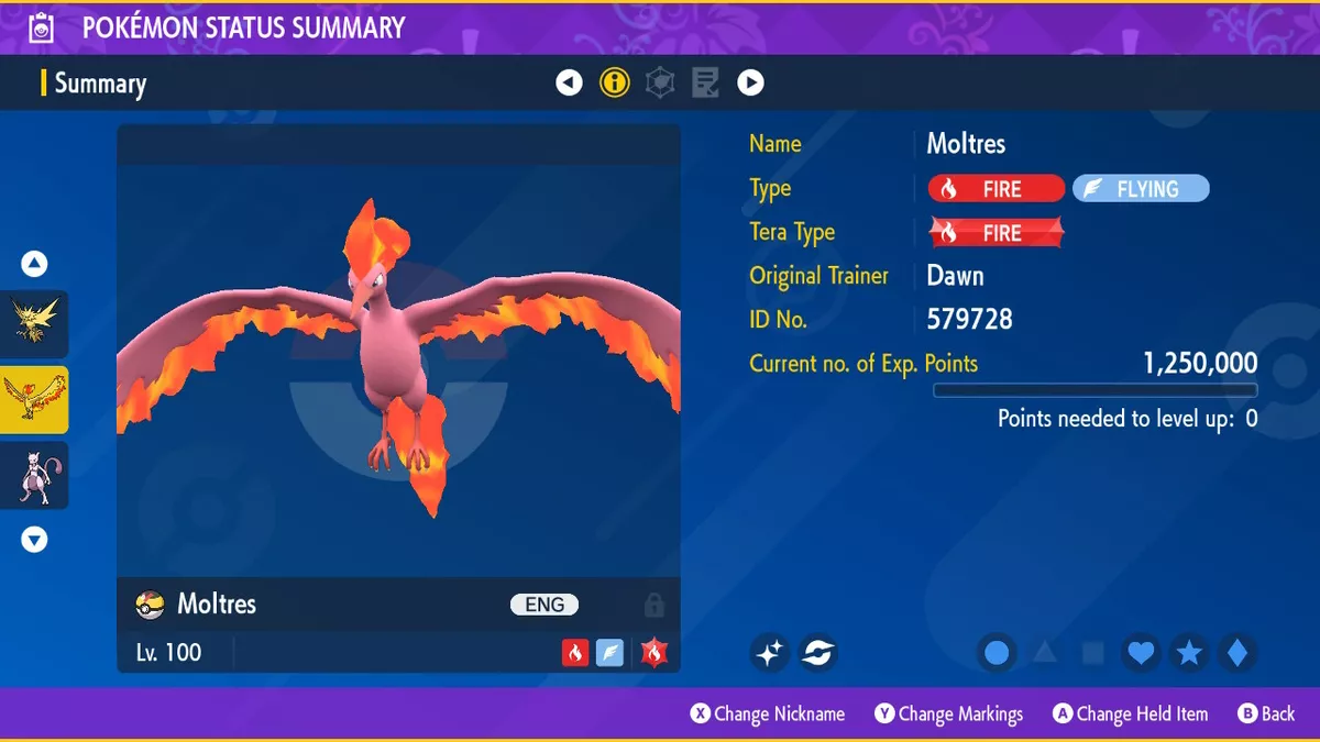 Pokémon Scarlet and Violet ✨SHINY✨ Moltres W/ Best 6IV + Customizable