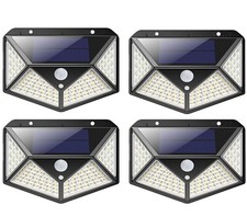 4X FARETTI DA ESTERNO LUCI LED FARETTO PANNELLO LUCE SOLARE SENSORE DI MOVIMENTO