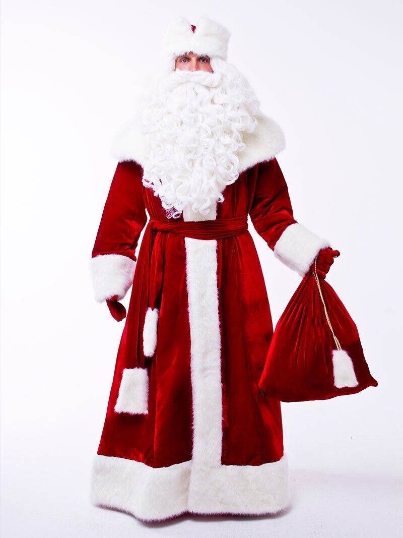 Ded Moroz costume Santa Claus outfit Grandpa Father Frost long robe high quality