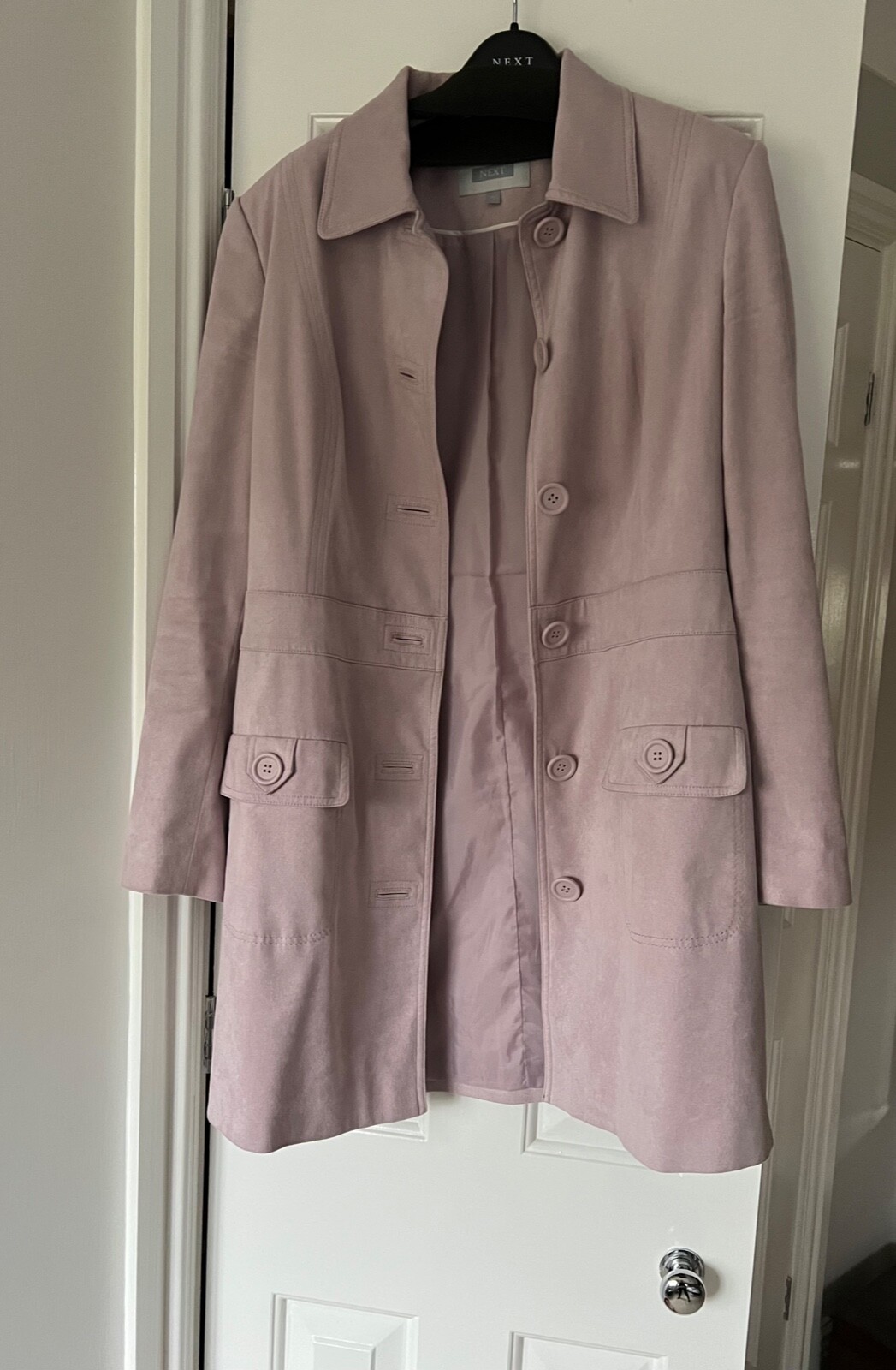 Vintage Next size 12 light pink suede effect long jacket image 8