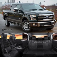 Black Front Rear 5 Seat Cover Full Set Cushion Backrest For Ford F-150 F250 F350