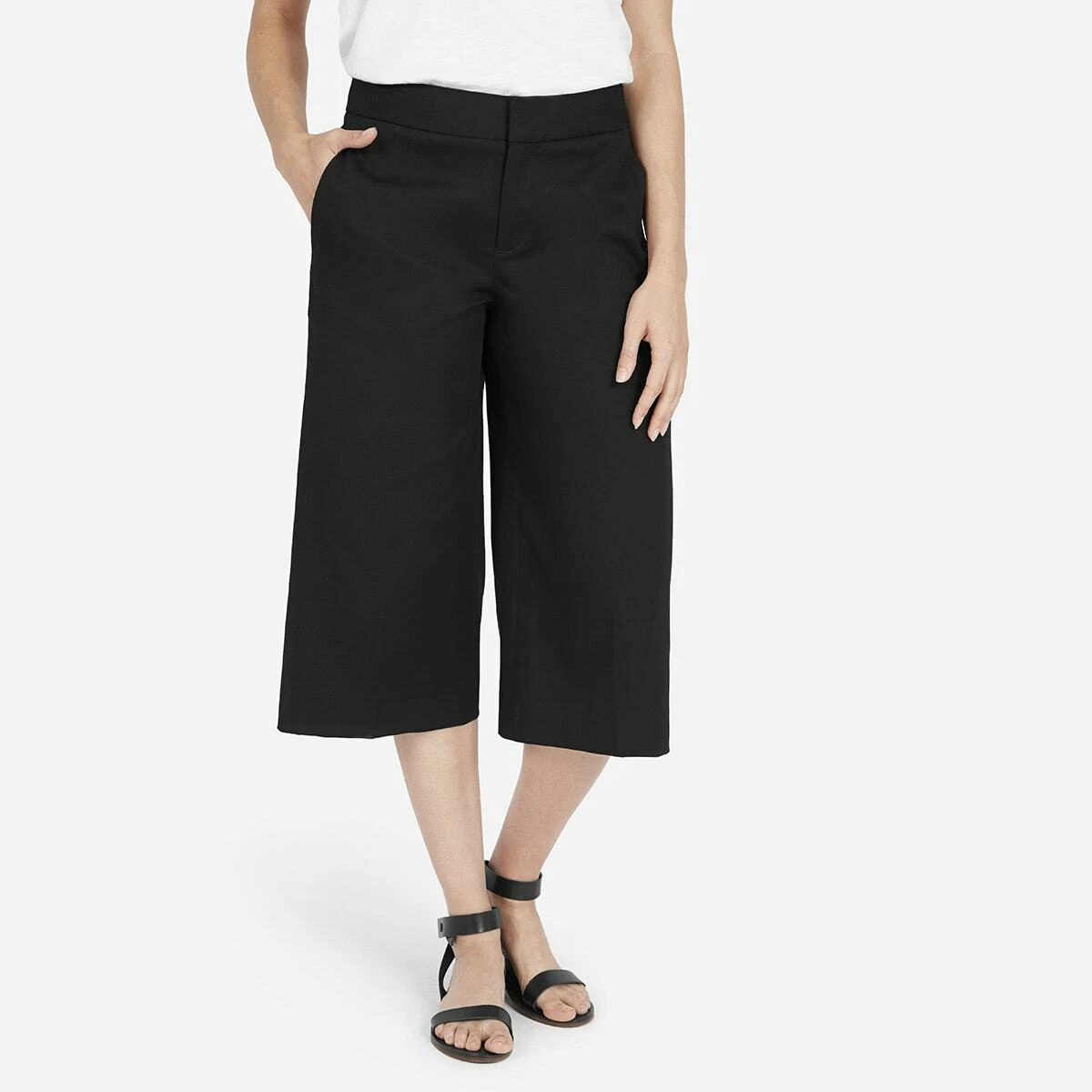 Essential Organic Cotton Denim High Rise Culotte - Black