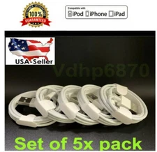LOT 5x 6ft USB Charger Cable Data Sync Cord For iPhone 7 Plus5/5s6/6s 6+7