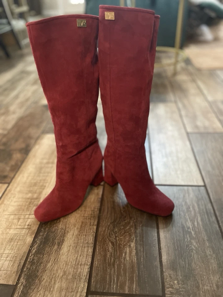 Botas para mujer Diane Von Furstenberg arándano gamuza cuero tacón 8,5 M Foto 4 de 4