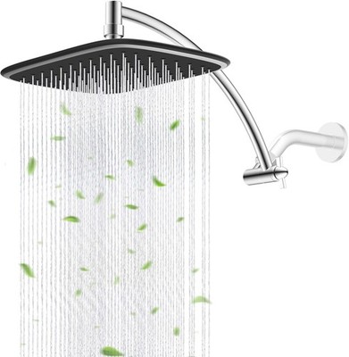 Rain Shower Head with 12'' Shower Extension Arm, 10'' High Pressure Boosting