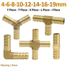 Brass Straight Cross Tee Hose Joiner Connector Air Fuel Water Pipe Gas Tubing
