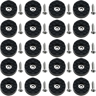 20PCS Screw-On Rubber Feet Round Furniture Pads Non Slip Black 