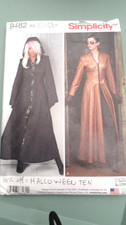 2017 Simplicity 8482 Sewing Pattern Hooded Trench Cosplay Costume Sz 14-22 UNCUT