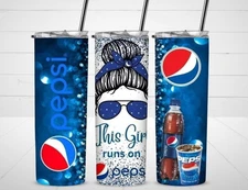 This Girl Runs on Pepsi 20oz Stainless Steel Insulated Tumbler