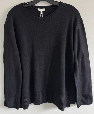 Ella Moss Damen Rundhals Strick Langarm Kuschelkragen Pullover Pulli Schwarz Gr. M