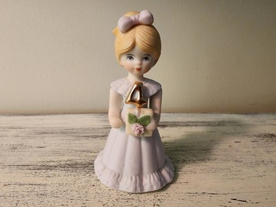 Vintage Enesco Growing Up Birthday Girl Figurine Age 4 Blonde No Box