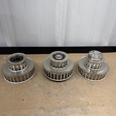 Lot Of 3- SS 4-5/8  OD 28HB100 Pulleys With Second 2 3/4  Pulley Attached