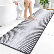 Bathroom Runner Rugs 59x20, Extra Soft Absorbent Chenille Striped Bath Rugs, ...