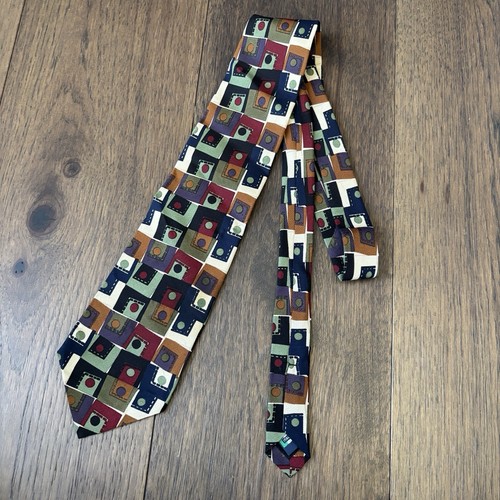 Men's Accessory Tie Necktie Mulberry Green Black Maroon Abstract Pattern Silk - Picture 3 of 7