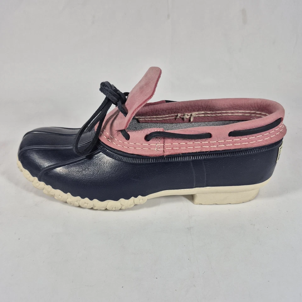 L.L. Bean Women's Boots Rubber Mocs Blue Pink Waterproof 9.5 - Image 3 of 4
