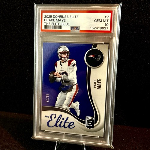 2025 Donruss Elite Drake Maye The Elite Blue /75 Psa 10 🔥Gem!🔥Low Pop!🔥